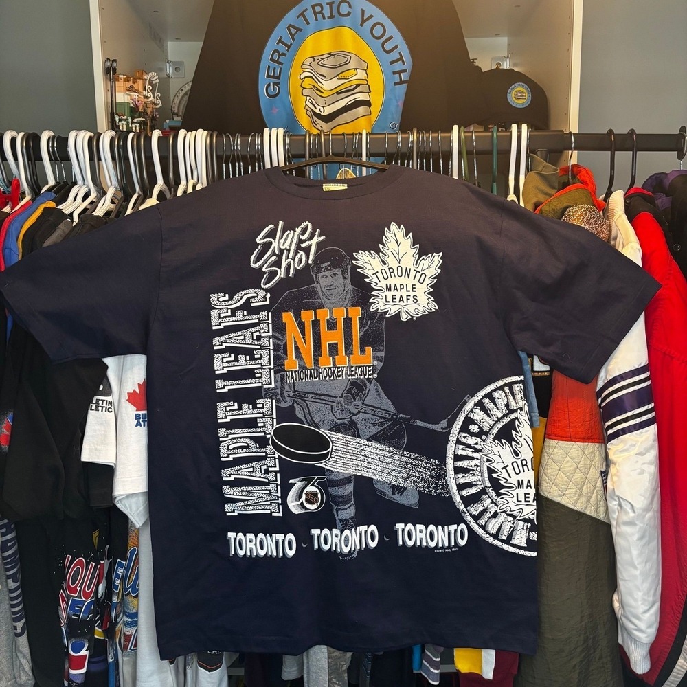 1991 Toronto Maple Leafs All Over Print NHL Single Stitch Vintage T-Shirt XL